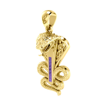 Celtic Spirit Snake with Gemstones Solid Gold Pendant GPD6411